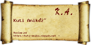 Kuti Anikó névjegykártya