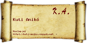 Kuti Anikó névjegykártya